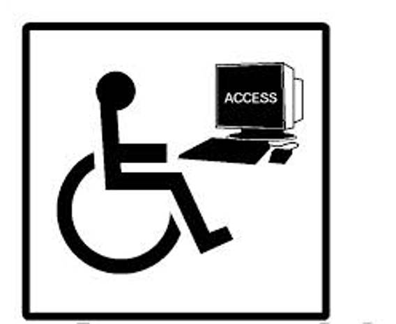 Wheelchair user with accessible computer.